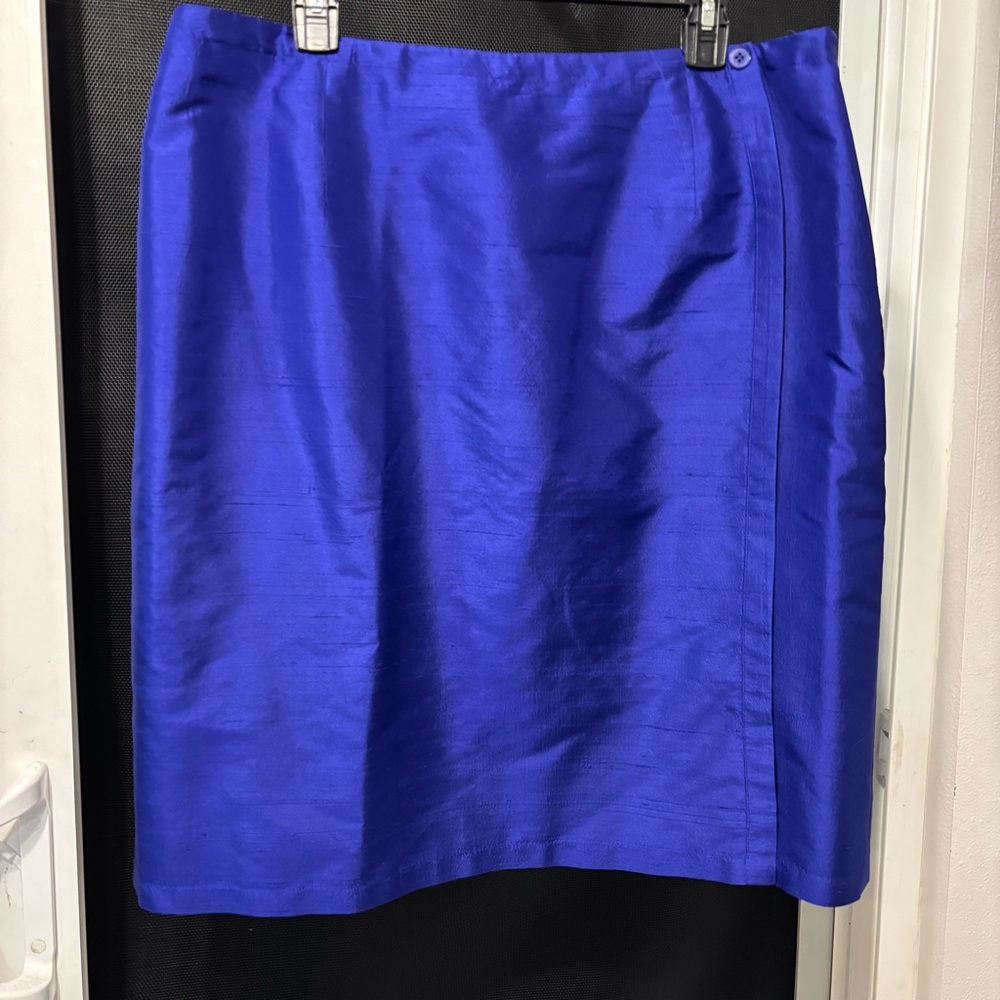 Jones New York Vintage Silk Violet Faux Wrap Skirt 16W